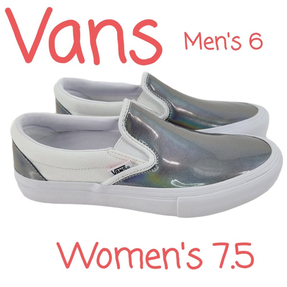 NWT Vans Slip-On Pro Iridescent Silver Sne…